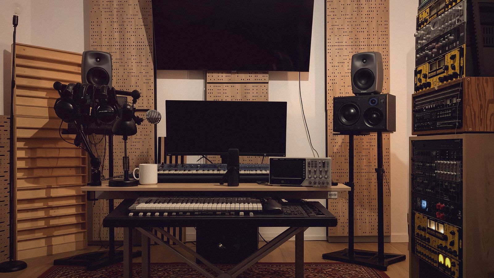 Control room — listening position and racks of analogue equipment